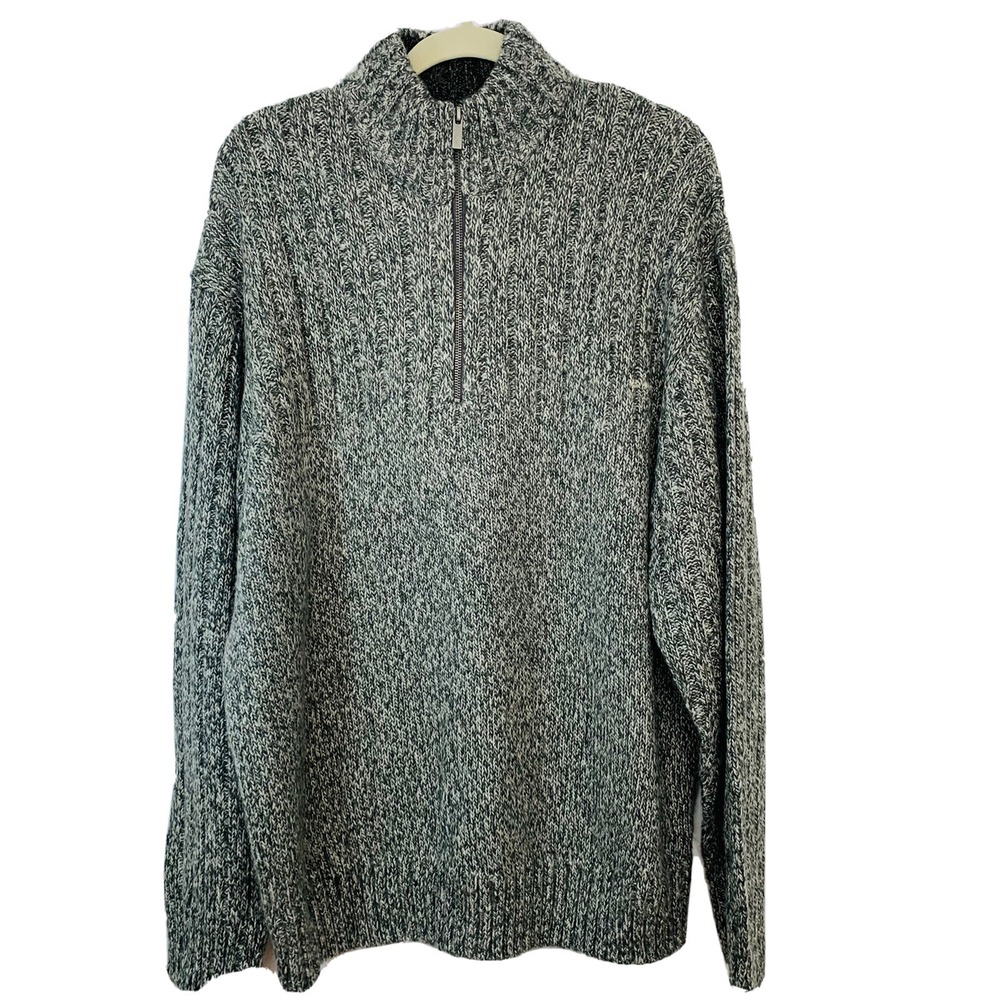 John Henry Chunky 1/4 Zip Sweater Men XXL Gray Long Sleeve Outdoor Casual Travel